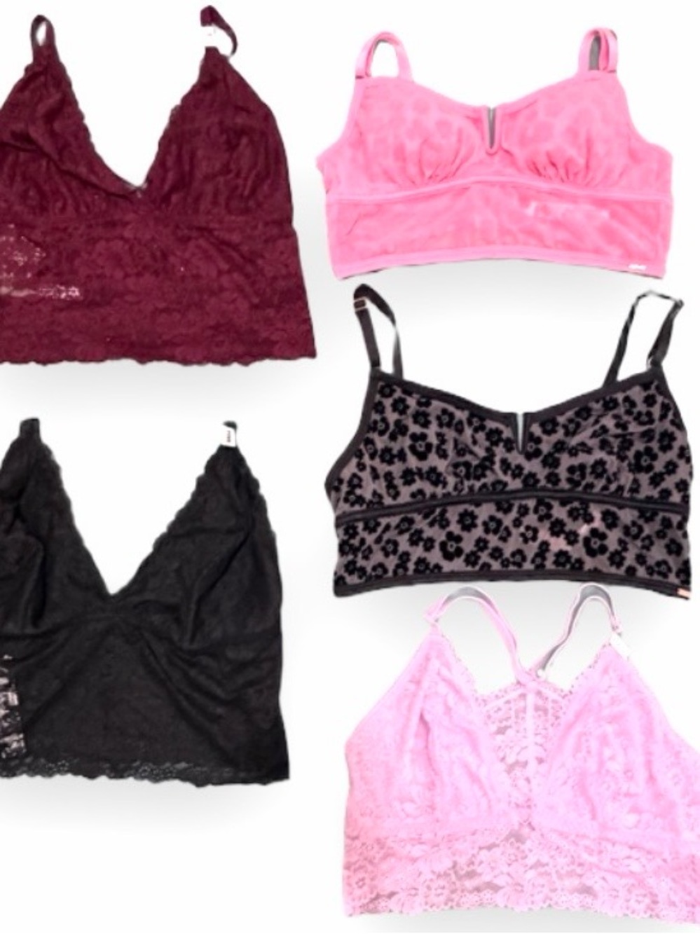 Victoria’s Secret PINK-Bralette (BUNDLE OF 5) Size L NWT Lace Longline ROMANTIC